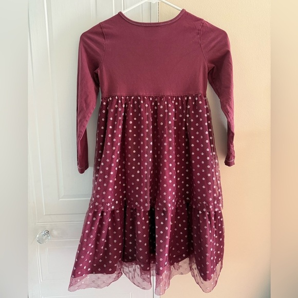 Hanna Andersson Girls Burgundy Polka Dot tulle Dress size 130 (8) - Picture 2 of 5